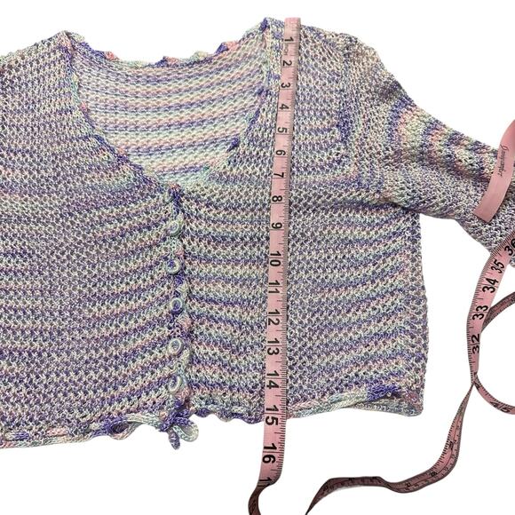 Pastel Crochet Two Piece Midi Skirt Set Y2K Lavender Handmade Matching Knitwear - Picture 11 of 16